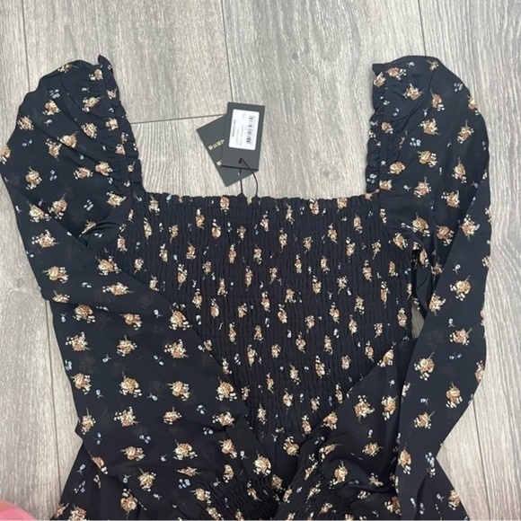 Maje Rithik Smocked Floral Print Dress - Picture 2 of 5